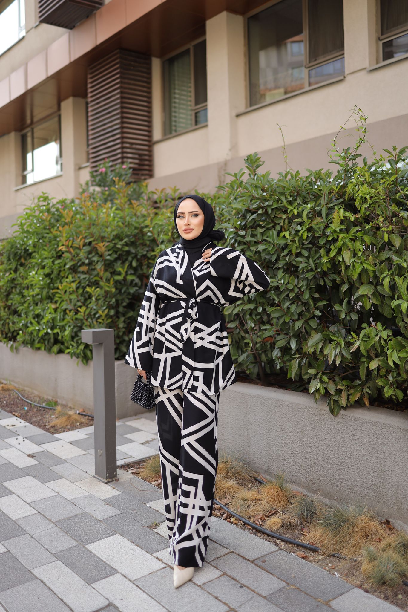 Siyah%20Zebra%20Desen%20Kimono%20Takım%20