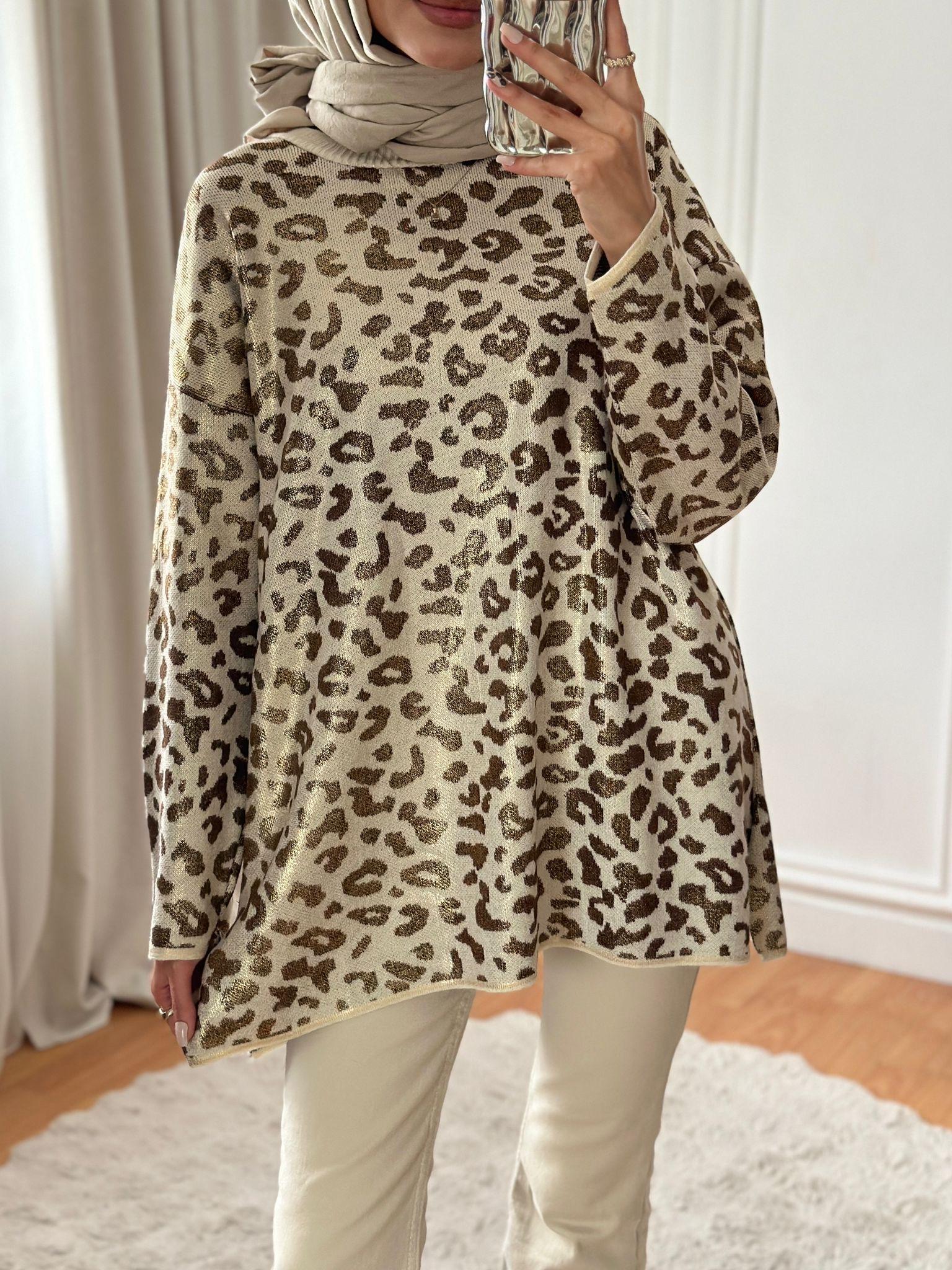 Varaklı%20Leopar  Tunik%206105