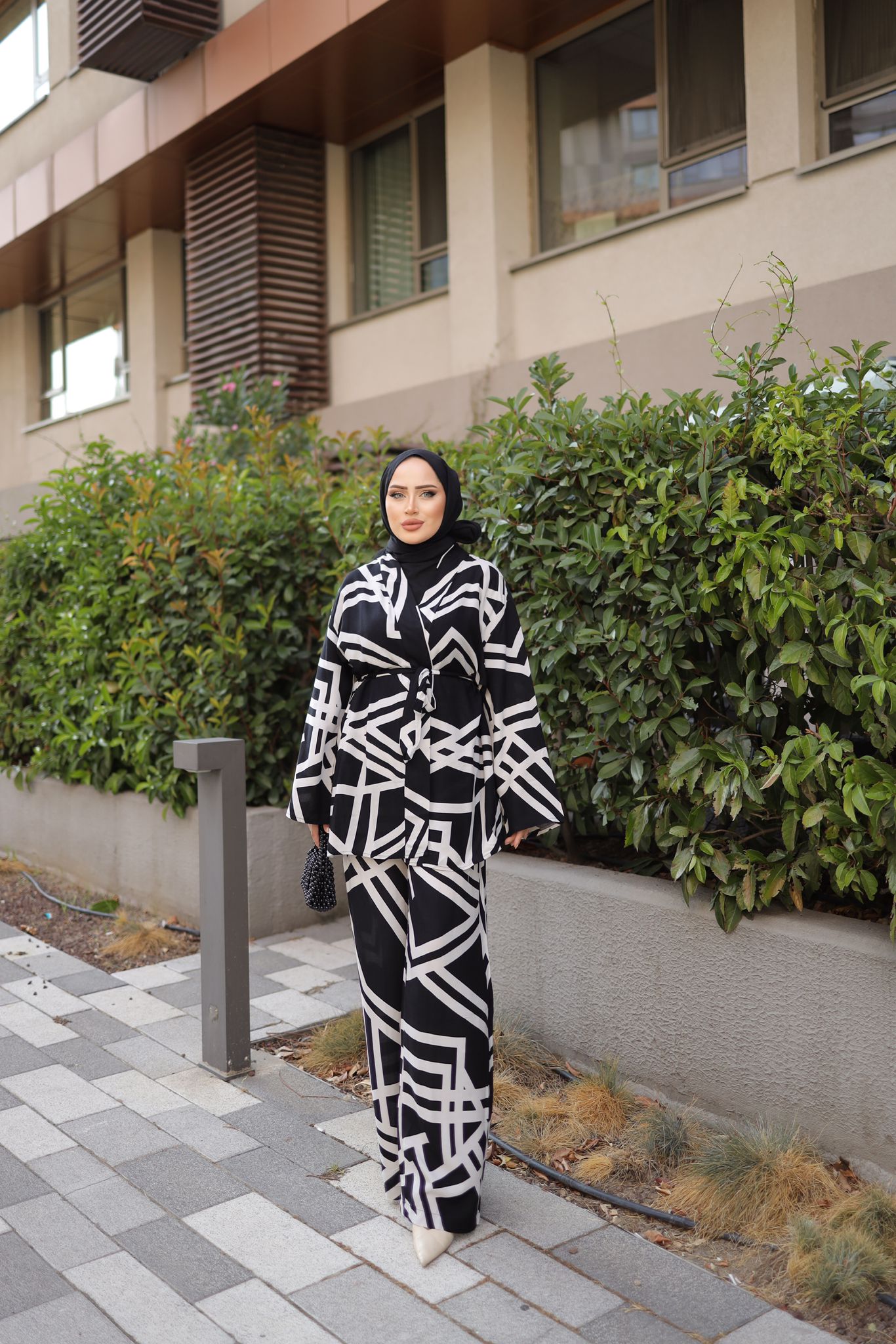 Siyah%20Zebra%20Desen%20Kimono%20Takım%20