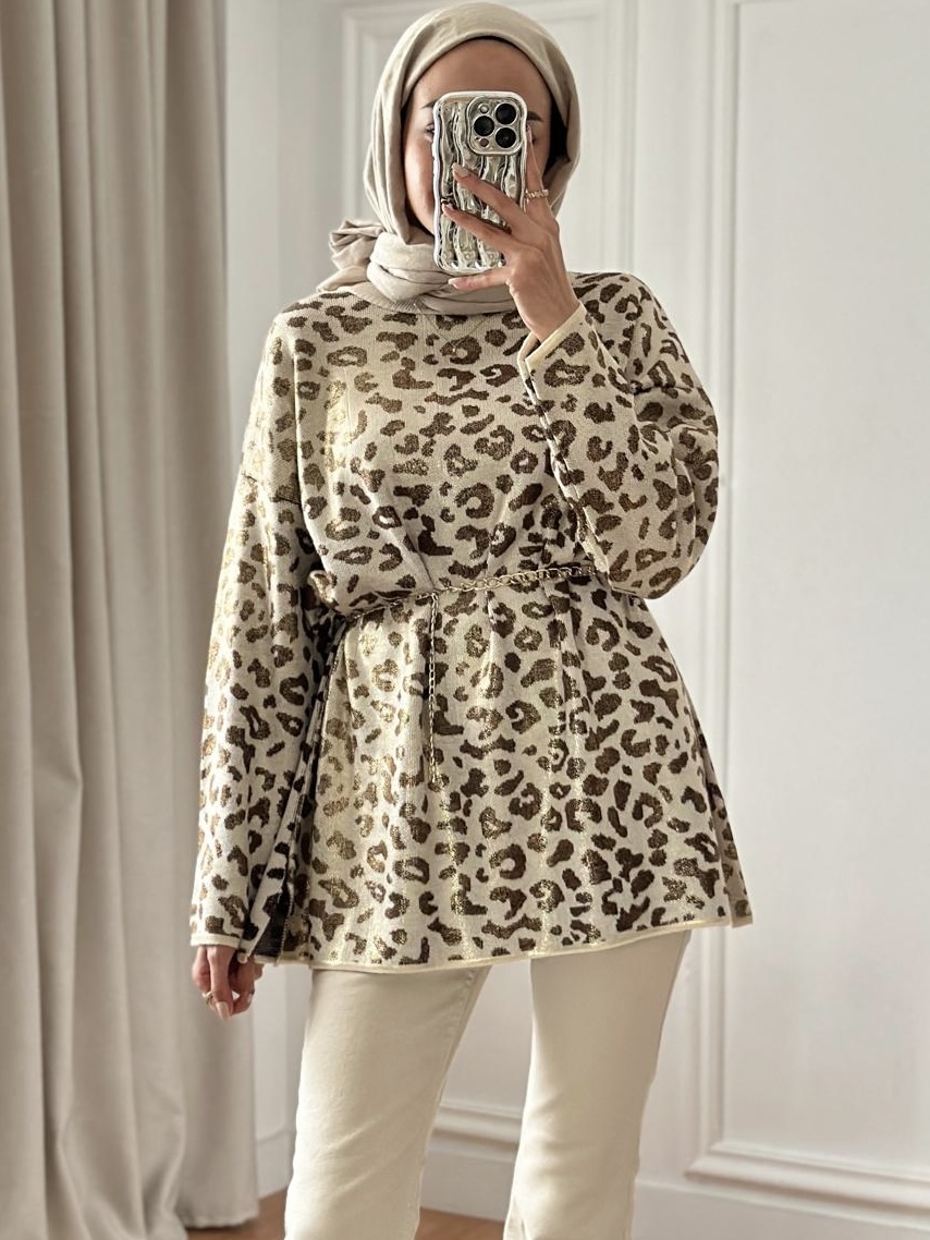 Varaklı%20Leopar  Tunik%206105