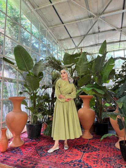 Fıstık Yeşili Prenses Elbise 